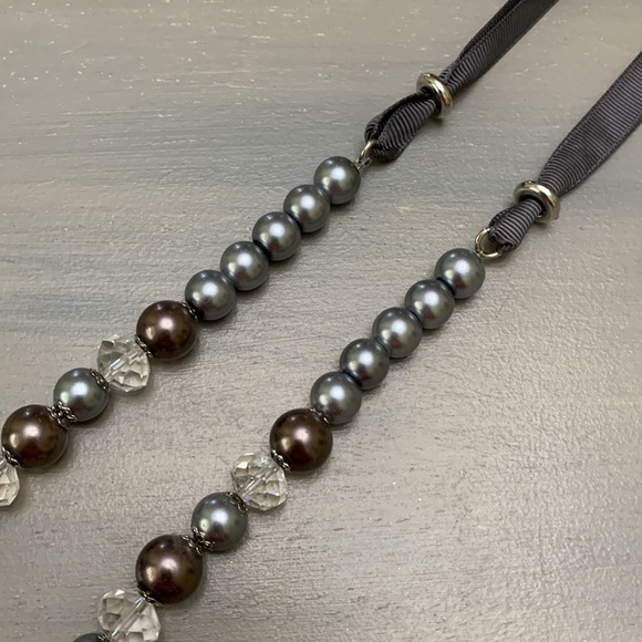 💕1928 brand vintage faux pearl and crystal long necklace - Picture 3 of 7